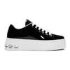 Miu Miu Black Patent Crystal Platform Sneakers