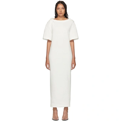 Alexander Wang Twisted Shoulder Tricot T-shirt Dress In White