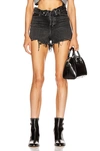 Alexander Wang 'bite' Frayed Cuff Denim Shorts In Grey Aged