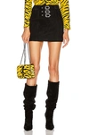 SAINT LAURENT SAINT LAURENT SUEDE BUCKLE MINI SKIRT IN BLACK,SLAU-WQ46