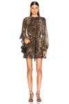 NILI LOTAN NILI LOTAN REBECA DRESS IN ANIMAL PRINT,BROWN.,NILF-WD62