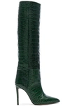 Paris Texas Women's Croc-embossed Leather Knee Boots In Green
