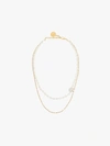 BY ALONA BY ALONA GOLD TONE DOUBLE CHAIN PEARL NECKLACE,PEARLPLAINBEADGLDCHAINNECKLACE14183523