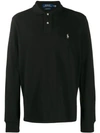 Polo Ralph Lauren Custom Slim Fit Long Sleeve Mesh Polo Shirt In Black