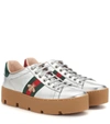 GUCCI ACE LEATHER PLATFORM SNEAKERS,P00398046
