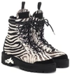 OFF-WHITE ZEBRA-EFFECT CALF HAIR ANKLE BOOTS,P00402227