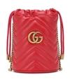 Gucci Gg Marmont 2.0 Mini Leather Bucket Bag In Red