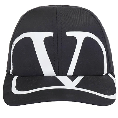 Valentino Garavani Vlogo Printed Techno Baseball Hat In Black