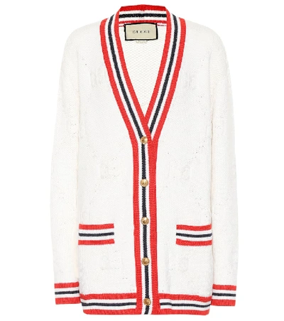 Gucci Striped Wool-blend Jacquard-knit Cardigan In White