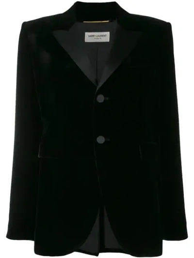 Saint Laurent Velvet Tailored Blazer In Black