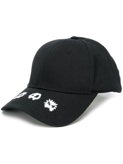Mcq By Alexander Mcqueen Black Embroidered Cotton Cap