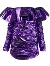 ATTICO ATTICO OFF-SHOULDER RUFFLE DRESS - 紫色