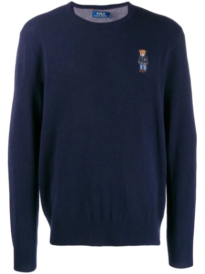 Polo Ralph Lauren Bear Embroidered Sweater In Blue