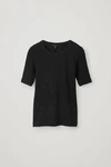 Cos Slim Ribbed Jersey T-shirt In Black