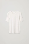 Cos Slim Ribbed Jersey T-shirt In White