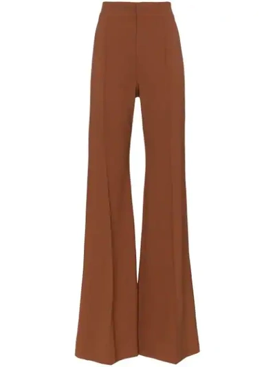 Chloé Grain De Poudre Stretch-wool Flared Trousers In Brown