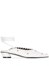 Reike Nen Sue 30mm Studded Ankle-tie Mules In White