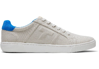 Toms Schuhe Beiges Canvas Mit Blauem Nubuck Leandro Sneakers Für Herren - Grösse 40 In White