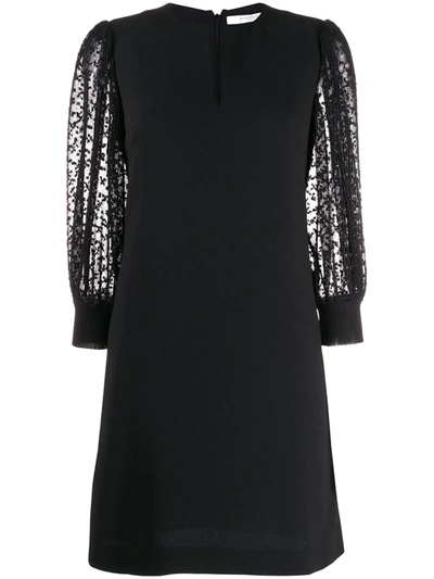 Givenchy Floral Lace Sleeved Dress In Black