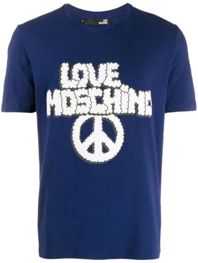 Love Moschino Logo & Peace Sign T-shirt - 蓝色 In Blue