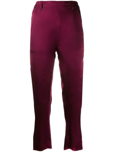 Ann Demeulemeester Cropped Satin Trousers In Red