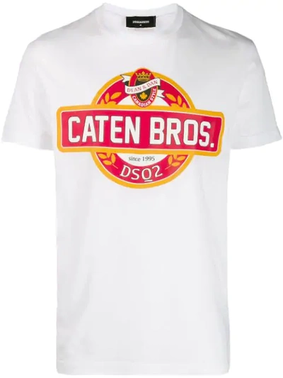 Dsquared2 Caten Bros Print T-shirt In White