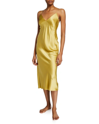 Olivia Von Halle Issa Honey Silk Nightgown In Gold
