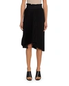 Balenciaga Fancy Intarsia Asymmetric Pleated Crepe Skirt In Black