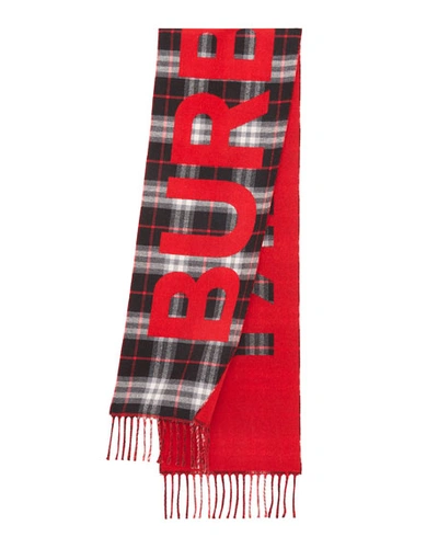 Burberry Kid's Vintage Check Logo Jacquard Scarf In Black