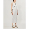 Issey Miyake Sleeveless Satin Pleated Midi Dress In Light Grey