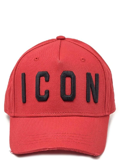 Dsquared2 “icon”纯棉帆布棒球帽 In Red