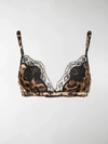 Dolce & Gabbana Leopard-print Silk-blend Triangle Bra In Brown