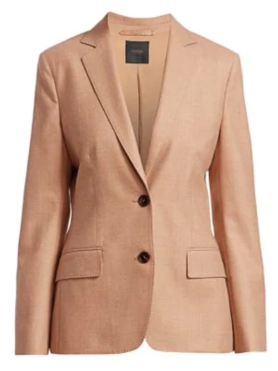 Agnona Superfine Wool Single Breasted Jacket In Camel