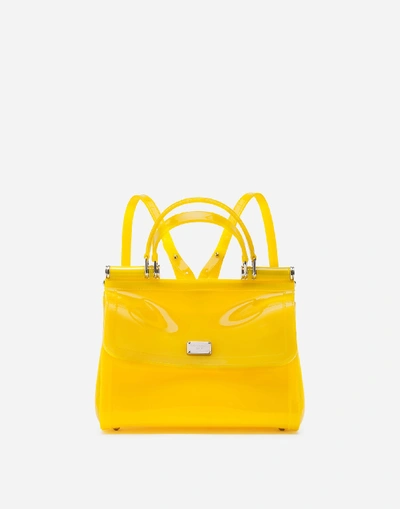 Dolce & Gabbana Small Sicily Backpack In Semi-transparent Rubber In Yellow