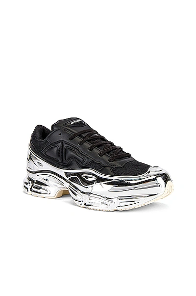 Adidas Originals Adidas By Raf Simons X Raf Simons Black And Silver Ozweego Sneakers