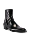 Saint Laurent Black Leather Ankle Boots In Black