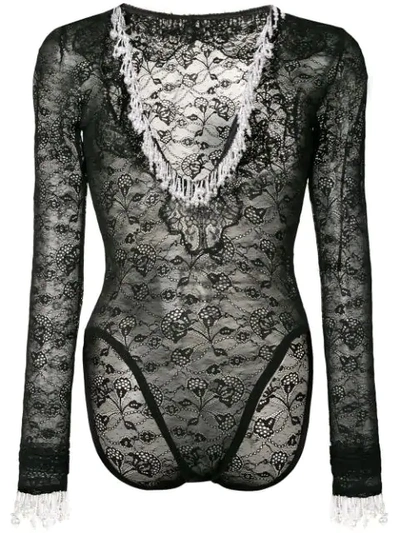 Christopher Kane Pearl Stretch Lace Body In Black