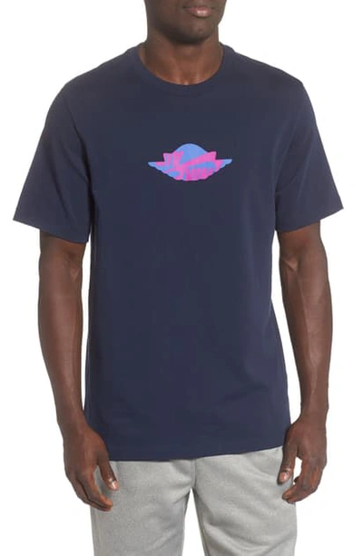 Jordan Wings Classic Crewneck T-shirt In Obsidian/ Hyper Royal/ Purple