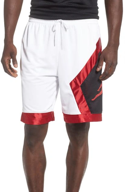 Jordan Jumpman Diamond Athletic Shorts In White/ Gym Red/ Black/ Gym Red