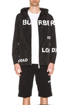 Burberry Men's Logo Typographic Nylon Jacket In Black