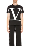 Valentino V-logo Print Cotton-jersey T-shirt In Black & White