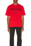 BURBERRY BURBERRY ESTABLISHED ADDRESSED LOGO TEE IN RED,BURF-MS59
