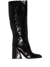 CHLOÉ WAVE 90MM CROC-EFFECT KNEE-HIGH BOOTS