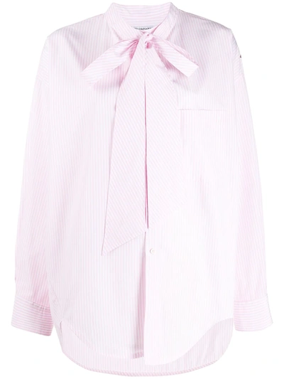 Balenciaga New Swing Oversized Striped Cotton-poplin Shirt In Pink