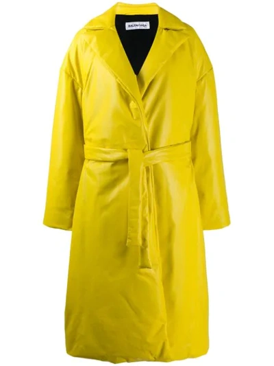 Balenciaga Wrapped Quilted Leather Coat In Yellow
