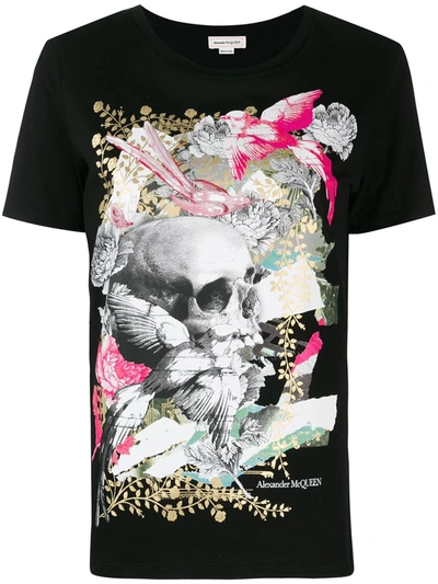 Alexander Mcqueen Gilded Skull Print Cotton T-shirt In Black