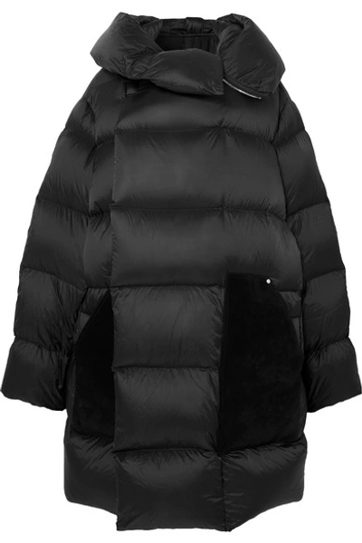 Rick Owens Sisy Oversized Quilted Shell And Suede Down Coat In Black