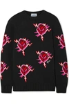 PRADA INTARSIA WOOL AND CASHMERE-BLEND SWEATER