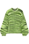 GANNI NEON MÉLANGE RIBBED-KNIT SWEATER