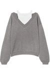 ALEXANDER WANG T CROPPED LAYERED WOOL AND STRETCH-COTTON JERSEY jumper